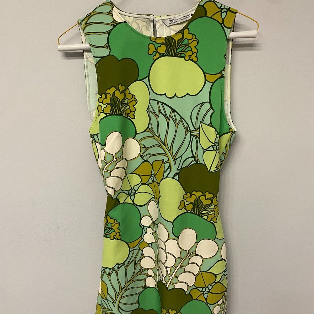 Zara Green Open Back Fitted Dress